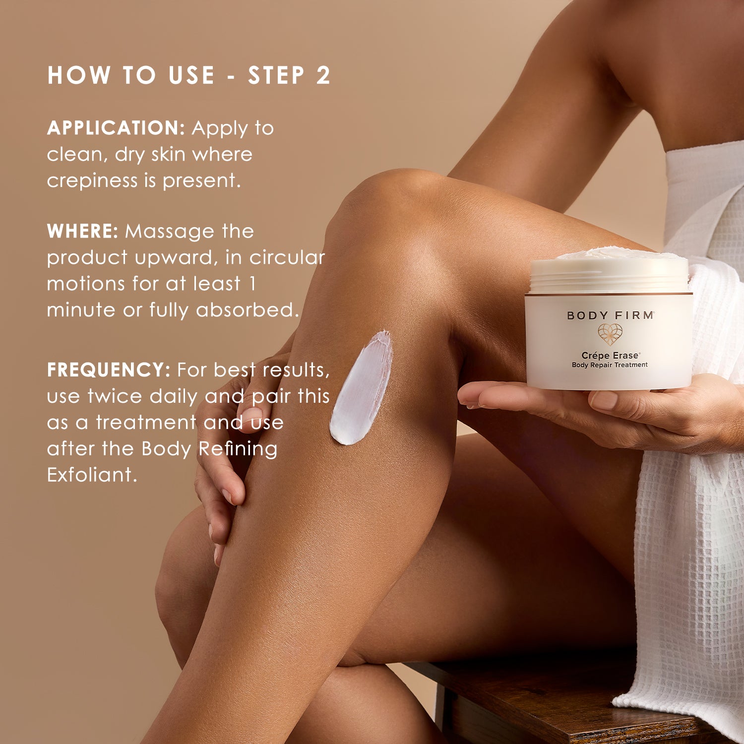 how to use body lotion for crepey skin step 2 apply on clean dry skin and massage for 1 minute twice daily — image 3 of 9